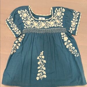 CJ Laing Blue Embroidered Top